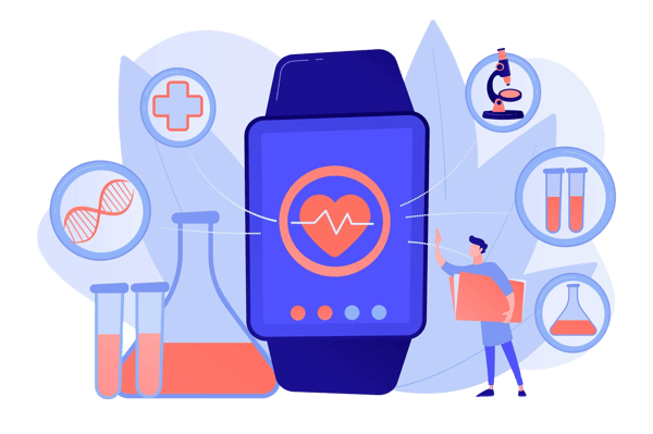 doctor-smartwatch-with-heart-medical-icons-smartwatch-health-tracker-health-monitor-activity-tracking-concept-pinkish-coral-bluevector-isolated-illustration